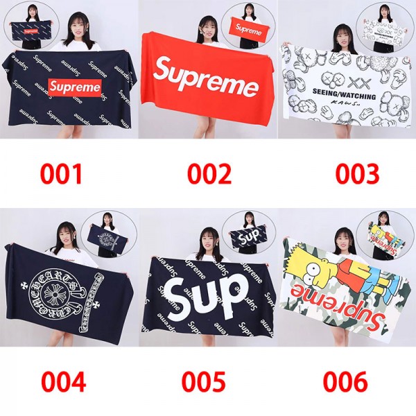 Supreme シュプリーム人気 ビーチタオル軽量 ハイブランド多用途タオルブランドヘアドライタオル ハンドタオル 耐洗濯タオルブランド 人気 女性