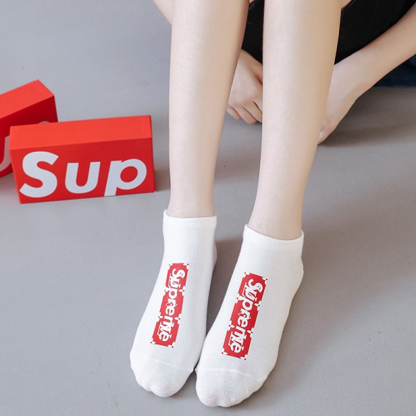 Supreme シュプリームハイブランド ソックス 綿製コットン 靴下 5足セット メンズ 通気性 浅口ソックス 女の子好き 韓国上質な コットン ソックス くつした
