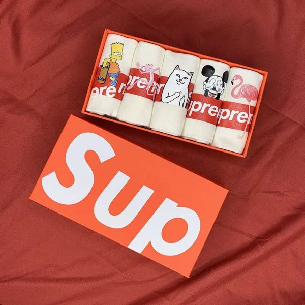 Supreme シュプリームハイブランド ソックス 綿製コットン 靴下 5足セット メンズ 通気性 浅口ソックス 女の子好き 韓国上質な コットン ソックス くつした