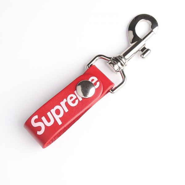 ブランド Supreme車用キーホルダー 本革 シュプリーム車のキーチェーン 紛失防止 スマートキー通用タイプ おしゃれ 男女兼用 ブラック