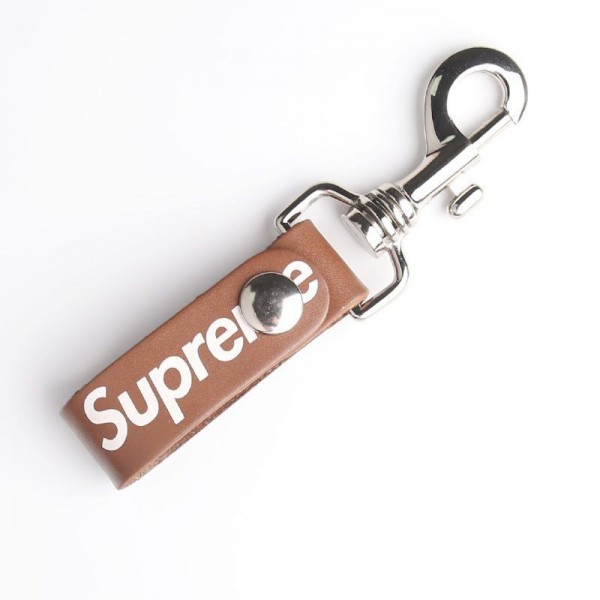 ブランド Supreme車用キーホルダー 本革 シュプリーム車のキーチェーン 紛失防止 スマートキー通用タイプ おしゃれ 男女兼用 ブラック