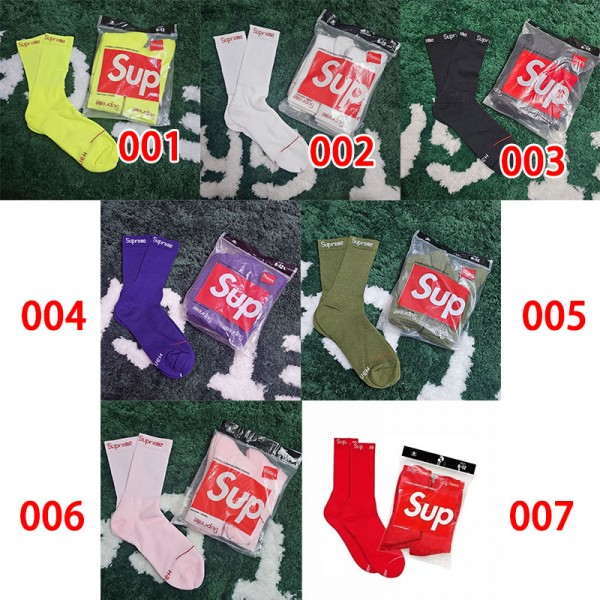 Supreme シュプリームコットン 靴下 メンズ 通気性 スポーツソックス 2足セット 女の子好き 韓国上質な コットン ソックス くつしたブランドソックス 男女兼用 ファッション