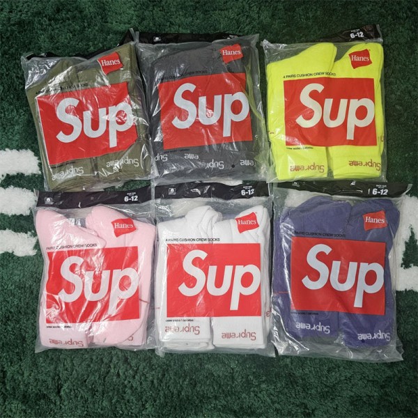 Supreme シュプリームコットン 靴下 メンズ 通気性 スポーツソックス 2足セット 女の子好き 韓国上質な コットン ソックス くつしたブランドソックス 男女兼用 ファッション