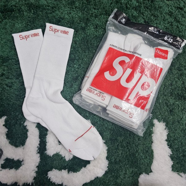 Supreme シュプリームコットン 靴下 メンズ 通気性 スポーツソックス 2足セット 女の子好き 韓国上質な コットン ソックス くつしたブランドソックス 男女兼用 ファッション