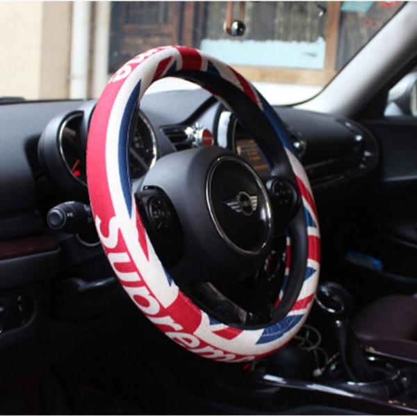 シュプリームブランドハンドルカバー 車用品 Supreme車用ステアリングカバー 軽自動車 ステアリングカバー かわいい 滑り止め 汚れ防止伸びるハンドル ステアリングカバー 触感よく おしゃれ 四季汎用