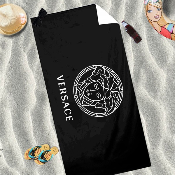 ヴェルサーチ ブランド ビーチタオル versace プールタオル マイクロファイバー バスタオル 大判バスタオル 薄手 80x160cm 速乾タオル旅行プールキャンプスポーツビーチアクセサリー休暇必需品