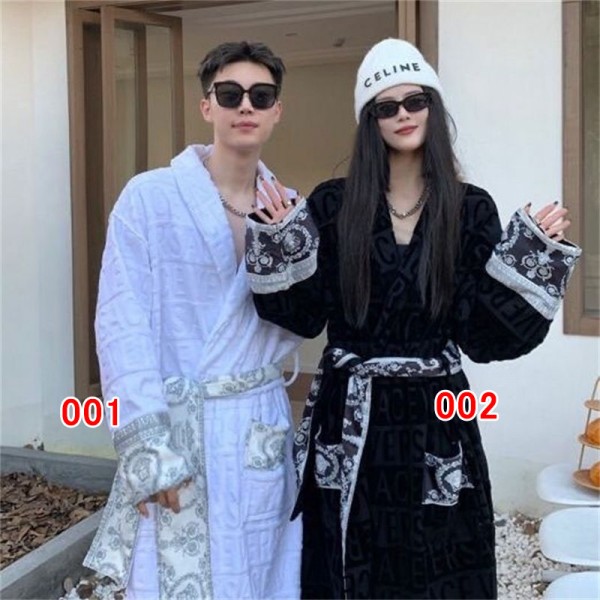 ハイブランドVersace バスローブ 綿100% タオル生地 メンズ レディース 部屋着 ヴェルサーチ ルームウェア 優しい肌触り 男女兼用 ホテル お風呂上り 吸水 速乾 保温 バス用品