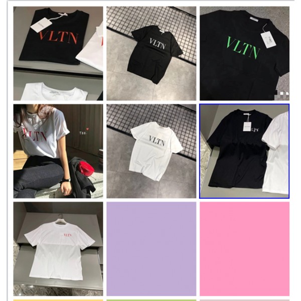 ヴァレンティノブランド tシャツ VLTN ホワイト ブラック2色 半袖 tシャツ コットン 履き心地がよい tシャツ男女兼用 春夏