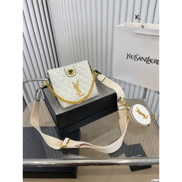 イブサンローラン バッグ ブランドYSL ソフトレザー 高品質 ショルダーバッグ 精緻な金具ロゴ 上品 女性 斜め掛けカバン バッグ 