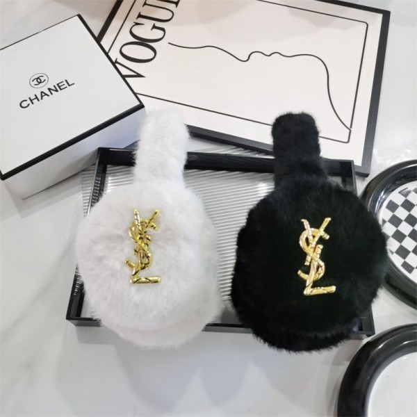 YSL イヴサンローラン耳当て レディース イヤーマフ 防寒 メンズ ブランド イヤーウォーマー フェイクファー ふわふわ 耳カバー 極厚ボア 暖かい 小顔効果 360度折畳み イヤーマフラー 可愛い 防寒対策 フリーサイズ 男女兼用 通勤 通学 旅行