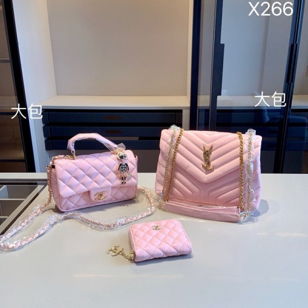 Chanel シャネルハイブランド肩掛けバッグ 財布 3点セット ブランドYSL ショルダーバッグ女性ブランドハンドバッグ斜め掛けカバンハイブランド