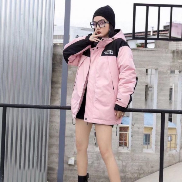 ザノースフェイスブランド 中綿コートファションホワイト ピンク厚手 アウターコートジャケット 冬 暖かい 保温ゆったり快適 中綿ジャケット