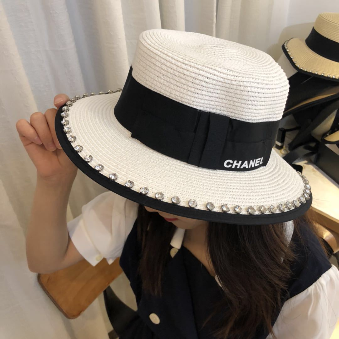 未使用】CHANEL ストローハット 帽子 ツイード M 【商品の通販サイト 