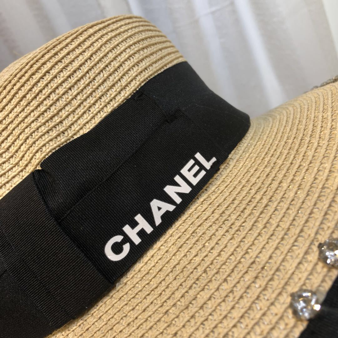 シャネル 麦わら帽子レディースつば広帽ハット 夏 全試合 ファッション chanelサイズ調整可 クールで快適 ビーチサンハットブランド風