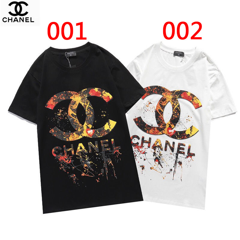 2021シャネル夏Ｔシャツブランド黒 白カップル