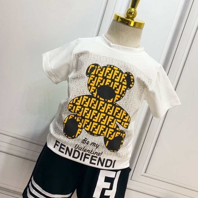 フェンディブランド子供服 上下セットファッション半袖ｔシャツハーフ