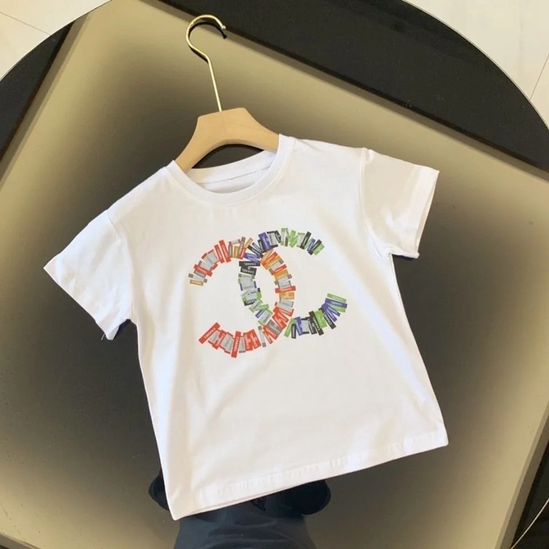 シャネルブランド キッズtシャツおしゃれ柔らかい肌に優しい 子供服Chanel 丸首 コットン 半袖tシャツ2021夏 快適 男女兼用T-shirt