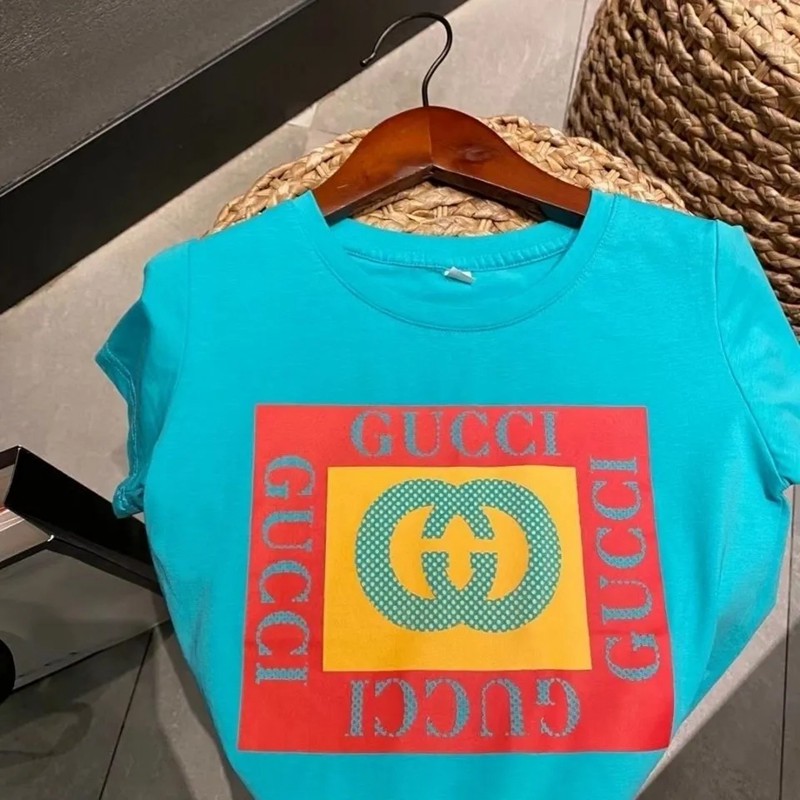 ブランドGucciファッションブルー快適tシャツ