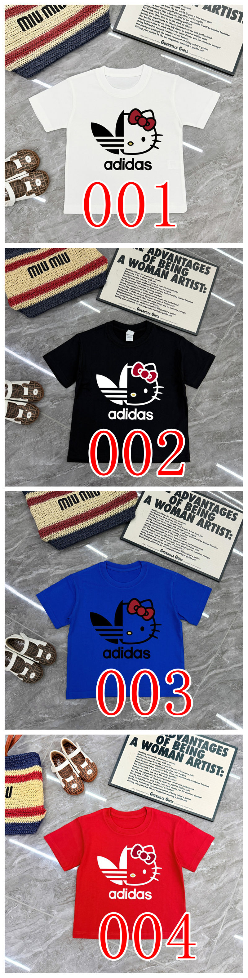 ブランドアディダス &Hello Kitty 親子半袖tシャツ