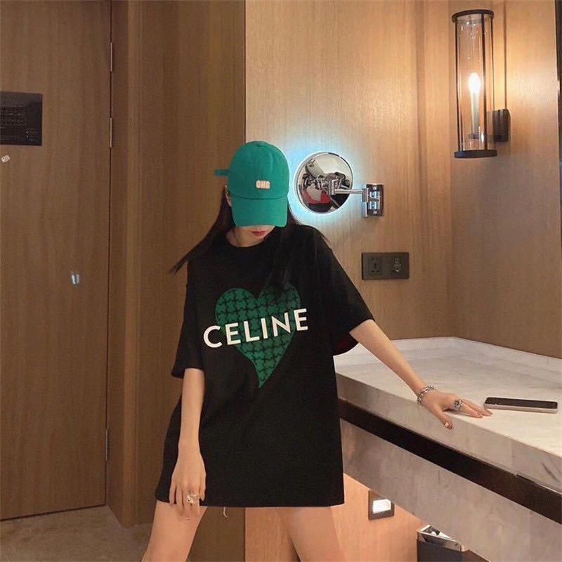 Celineハイブランドtシャツドロップショルダールーズ