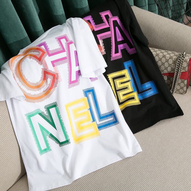 CHANELブランド半袖tシャツオーバーサイズ純綿