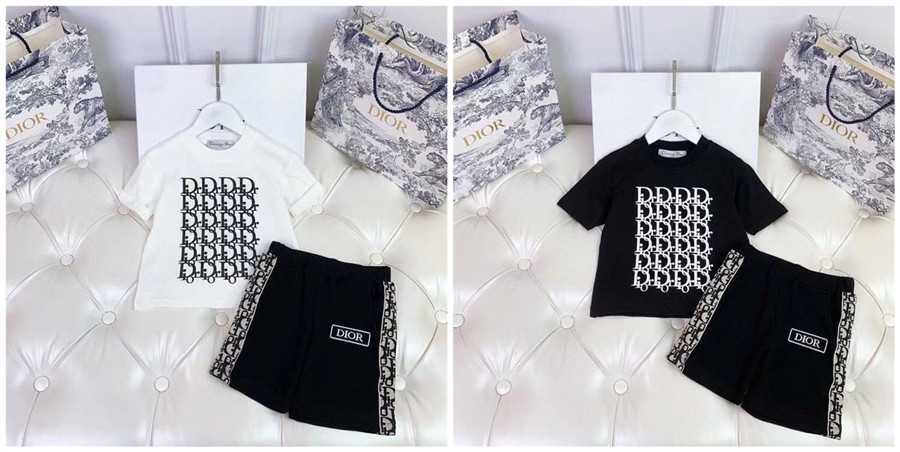 Dior ディオールブランドtシャツ子供服 2点セット オーバーサイズ夏tシャツ キッズ上下セット ブランドかわいい