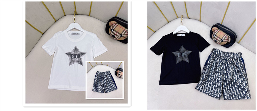 Dior ディオールブランド子供服 短袖 tシャツ上着カジュアル２点セットハイブランド半袖tシャツ男女兼用韓国