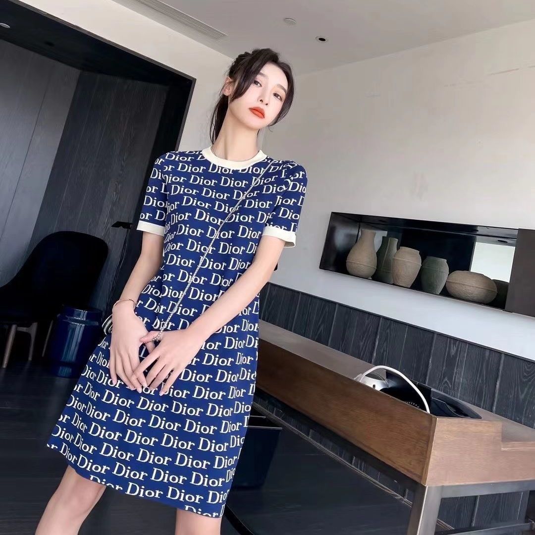 Dior ワンピース 女性 ディオール ブランド半袖ドレスハイ