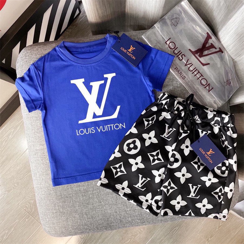 Lv ルイヴィトンハイブランドtシャツ子供服 上下セット 半ズボン